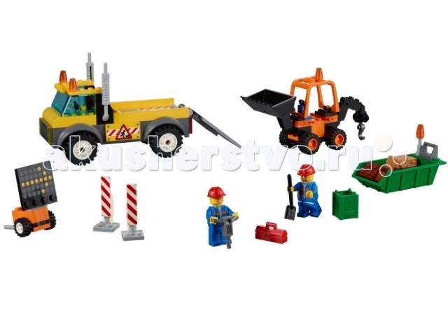 Конструктор Lego Juniors Грузовик дорожных службJuniors Грузовик дорожных служб Конструктор Lego Juniors Грузовик дорожных службJuniors Грузовик дорожных службКонструктор Lego Juniors Грузовик дорожных служб - чтобы отремонтировать дорожное полотно, необходимо разровнять грунт и вывести лишние камни. Используй Грузовик дорожных служб, чтобы помочь рабочим перевезти экскаватор и приступить к подготовке строительной площадки! Грузовик окрашен в желтый цвет, оборудован мигалками и наклейками со специальным знаком. Чтобы погрузить транспорт, используй откидной пандус в задней части грузовика. Небольшой оранжевый экскаватор оснащен ковшом и лебедкой сзади, чтобы поднимать тяжелые блоки. Увези строительный мусор, погрузив контейнер на грузовик с помощью мини-экскаватора! Также в наборе 2 минифигурки рабочих и множество аксессуаров для реалистичной игры: 2 каски, лопата, отбойный молоток, кейс для инструментов, дорожные знаки, предупреждающие о ремонтных работах. Количество деталей: 132<br>
