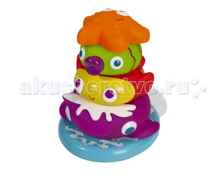 Simba ABC Игрушка для купания Пирамидка с животнымиABC Игрушка для купания Пирамидка с животными Simba ABC Игрушка для купания Пирамидка с животнымиABC Игрушка для купания Пирамидка с животнымиИгрушка для купания Simba ABC Пирамидка с животными Особенности: Кольца этой необычной пирамидки выполнены в виде морских жителей и являются прорезывателями для зубов. Такая игрушка может скрасить собой и купание ребенку, ведь все колечки пирамиды - еще и брызгалки. У пирамиды есть присоска, ее можно зафиксировать на ванне, чтобы ребенку было максимально удобно надевать на нее колечки. Красная рыбка, фиолетовый кит, зеленая рыбка и морская звезда станут лучшими друзьями вашего малыша. Игрушка стимулирует координацию и моторику. Высота пирамидки: 13,5 см<br>