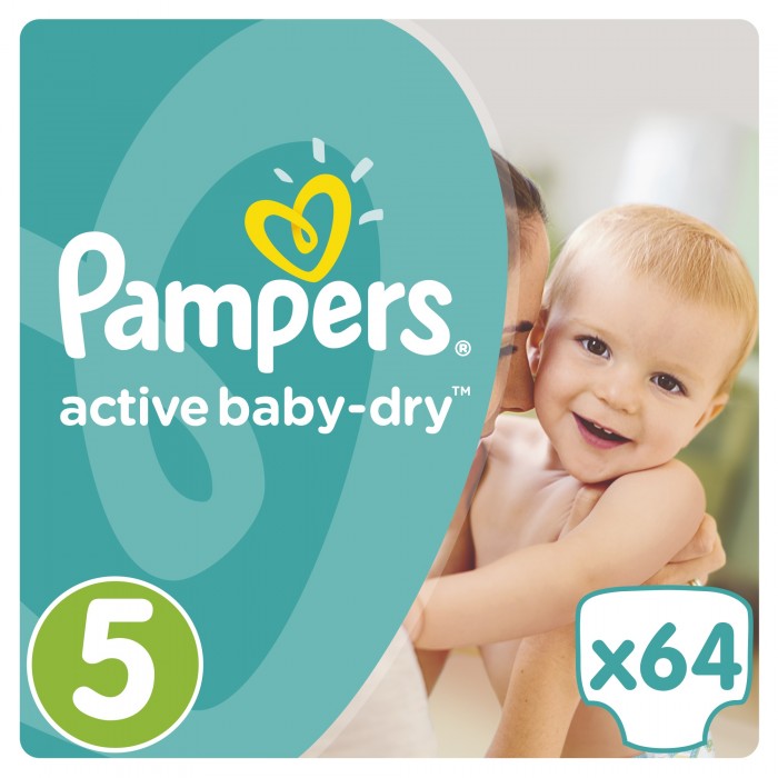 Pampers Подгузники Active Baby-Dry р.5 (11-18 кг) 64 шт.Подгузники Active Baby-Dry р.5 (11-18 кг) 64 шт. Pampers Подгузники Active Baby-Dry р.5 (11-18 кг) 64 шт.Подгузники Active Baby-Dry р.5 (11-18 кг) 64 шт.Pampers Подгузники Active Baby-Dry до 2х раз суше, чем обычный подгузник по сравнению с подгузником из более экономичного ценового сегмента. Детские одноразовые подгузники Pampers Active Baby сделаны для оптимального впитывания влаги из 3-х уникальных слоёв, помогающих максимально защитить кожу вашего ребёнка ,даже в самых резких и динамичных движениях.При этом мягкая поверхность способствует дыханию кожи. Также Pampers оснащены широкими застёжками,благодаря которым ваш малыш будет чувствовать себя максимально комфортно.Данный подгузник способен растягиваться и сжиматься на 8 см Подгузники Pampers Active Baby созданы специально для того, чтобы обеспечить непревзойденный комфорт даже для самых подвижных животиков. Все подгузники имеют двойной супервпитывающий слой Extra Dry: - первый слой быстро впитывает и распределяет жидкость внутри подгузника, - второй превращает ее в гель и надежно удерживает внутри подгузника. Внешний слой пропускает воздух к коже ребенка, позволяя ей дышать. Двойные манжеты надежно защищают от протекания, а бальзам с алоэ обеспечивает дополнительную защиту кожи от раздражений. Анатомическая форма подгузников обеспечивает максимальный комфорт, повторяя форму тела малыша и защищая от кома между ножками. Тянущиеся боковинки растягиваются до 8 см, обеспечивая отличное прилегание и комфорт и не мешая расти животику. Вес ребенка: 11-18 кг Кол-во в упаковке: 64 шт<br>