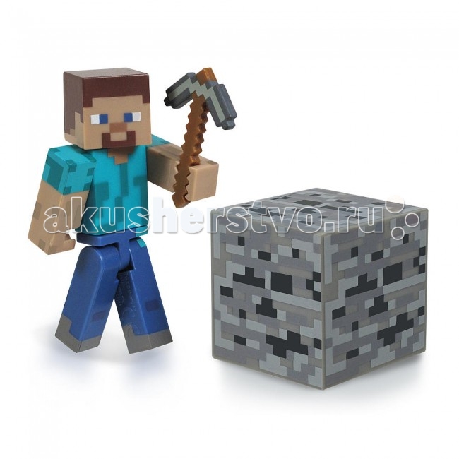 Minecraft Игровой набор Стив 3 предметаИгровой набор Стив 3 предмета Minecraft Игровой набор Стив 3 предметаИгровой набор Стив 3 предметаГлавный герой популярной игры Minecraft - Стив - теперь может оказаться прямо у Вас дома! В этот небольшой стартовый набор, помимо фигурки главного персонажа, также входит кирка и пиксельный блок с углем. Весь набор выполнен из высококачественной пластмассы, а все конечности у фигурки могут двигаться, что способствует полноценному игровому процессу ребенка. Собери все наборы и построй собственную вселенную Майнкрафт у себя дома! Комплектация набора: Игрок Steve Кубик земли Кирка Характеристики набора: Материал: пластик Размер: 6 см Размер коробки: 14x17 см<br>