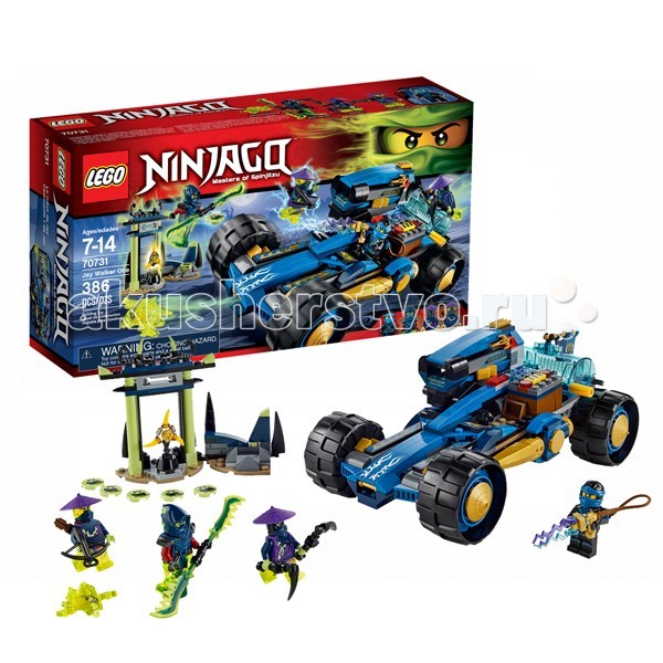 Конструктор Lego Ninjago 70731 Лего Ниндзяго Шагоход ДжеяNinjago 70731 Лего Ниндзяго Шагоход Джея Конструктор Lego Ninjago 70731 Лего Ниндзяго Шагоход ДжеяNinjago 70731 Лего Ниндзяго Шагоход ДжеяКонструктор Lego Ninjago Ниндзяго Шагоход Джея - этот конструктор позволяет построить боевую многофункциональную машину – шагоход Джея. Его непробиваемый корпус выполняется из чёрных-синих и золотых деталей. Спереди располагается удлинённый капот, украшенный молниями. За ним предусмотрено водительское место, оснащенное рулем, системой слежения и приборной панелью. Задняя часть машины – это сложная орудийная система. С помощью рычага можно поднять голубой защитный цилиндр, а также активировать мощную пушку, стреляющую дисками. После победы над врагом оставшиеся диски следует сложить в специальный контейнер, а захваченных Скримеров поместить в цилиндрическую тюрьму. В наборе: фигурка Скримера, способного атаковать героев, и 4 неразборные фигурки с оружием - 2 Призрачных воина, Мастер Призрачных Клинков Банша и Ниндзя молний Джей.<br>