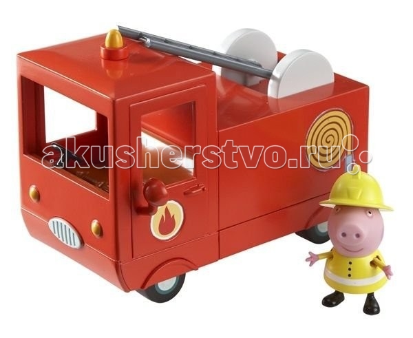 Peppa Pig Игровой набор Пожарная машина ПеппыИгровой набор Пожарная машина Пеппы Peppa Pig Игровой набор Пожарная машина ПеппыИгровой набор Пожарная машина ПеппыPeppа Pig Игровой набор Пожарная машина Пеппы – это отличная возможность для малышей погрузиться в мир приключений любимых персонажей. Свинка Пеппа спешит на помощь! В защитной форме и шлеме пожарника она отважно тушит огонь и спасает своих друзей. И все это благодаря ее пожарной машине – точно такой же, как и в мультфильме! Особенности: В ней есть кабина с открывающимися дверками и углублениями на сидении для двух фигурок, подвижная пожарная лестница, декоративные зеркала и мигалка. С ней не страшен никакой пожар! Игрушки выполнены из высококачественного пластика и безопасны для детского использования. Товар сертифицирован. В комплекте: красная пожарная машина размером 14х9,5х7см фигурка Свинки Пеппы высотой 5,5 см с двигающимися ручками и ножками, которая может стоять и сидеть.<br>