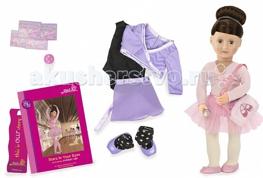 Our Generation Dolls Кукла делюкс 46 см Сидни Ли и Огонь в твоих глазахКукла делюкс 46 см Сидни Ли и Огонь в твоих глазах Our Generation Dolls Кукла делюкс 46 см Сидни Ли и Огонь в твоих глазахКукла делюкс 46 см Сидни Ли и Огонь в твоих глазахOur Generation Dolls Кукла делюкс 46 см Сидни Ли и Огонь в твоих глазах прекрасная балерина с необыкновенно красивым рельефным лицом. Кукла Синди Ли с каштановыми волосами, убранными в пучок и зелеными глазами. Она одета в розовое балетное трико, розовую блестящую пачку, колготки и туфельки розового цвета. Локти и колени сгибаются. С такой милой куколкой можно играть днями напролет. Кукла выполнена из качественного и экологически чистого пластика. Упакована игрушка в красивую подарочную коробку. Комплектность: кукла Сидни, розовое и черное балетное трико, блестящая балетная пачка, колготки, блестящая повязка на голову, сумочка, 2 пары балеток, фиолетовая шифоновая юбка, фиолетовая кофта, гетры, бутылочка с водой, йо-йо, 4 приглашения на прослушивание, газета, книга Огонь в твоих глазах на русском языке, закладка для книги, каталог модной одежды.<br>