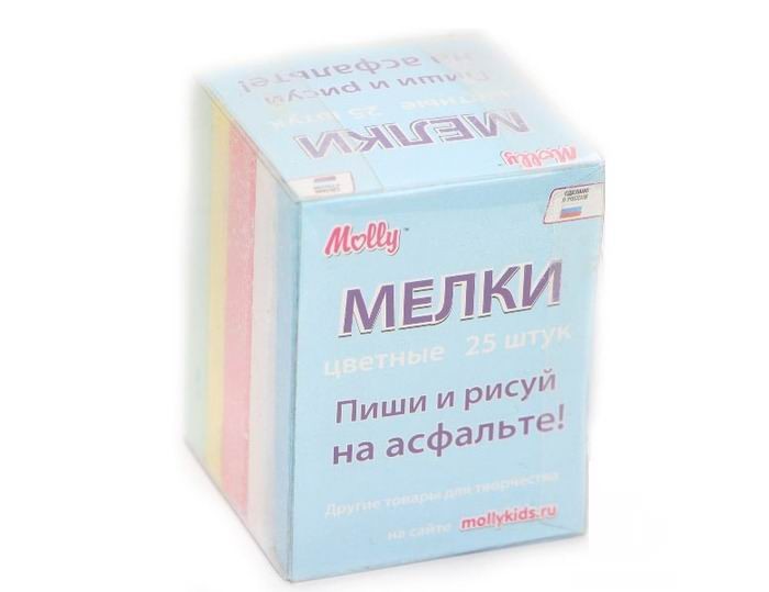 Мелки Molly для рисования асфальтовые цветные 25 шт.для рисования асфальтовые цветные 25 шт. Мелки Molly для рисования асфальтовые цветные 25 шт.для рисования асфальтовые цветные 25 шт.Мел для рисования асфальтовый цветной, в картонной коробке - набор для рисования, подходящий для рисования на бордюрах, асфальте, школьной или маркерной доске. Не крошится и не ломается. Изготовлен из сульфата кальция. Не царапает поверхности, легко стирается. Не пачкает руки и одежду. Состав набора: мел цветной 25 штук<br>