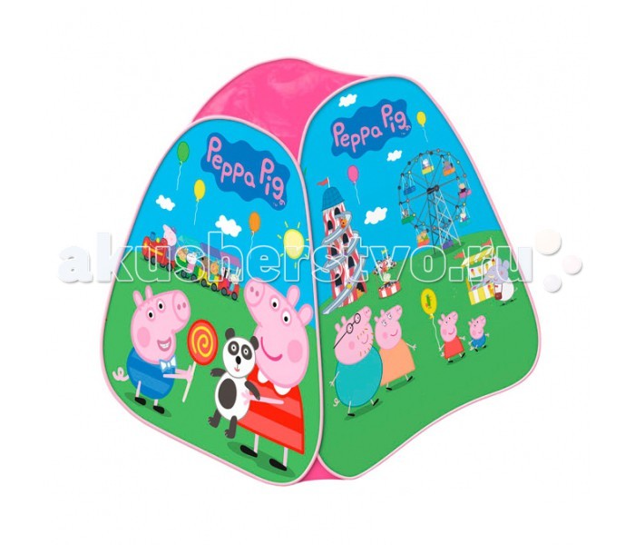 Peppa Pig Игровая палатка Пеппа в луна-парке (в мягкой упаковке)Игровая палатка Пеппа в луна-парке (в мягкой упаковке) Peppa Pig Игровая палатка Пеппа в луна-парке (в мягкой упаковке)Игровая палатка Пеппа в луна-парке (в мягкой упаковке)Peppa Pig Игровая палатка Пеппа в луна-парке обязательно понравится вашей малышке и займет ее внимание надолго. Особенности: Игровая палатка с самораскладывающимся пластиковым каркасом легко складывается и раскладывается, очень компактна в сложенном виде. Входной полог закрывается на липучки. Палатка изготовлена из полиэстера с пластиковыми элементами. Товар сертифицирован и безопасен при использовании по назначению. Размер: 82х90х82 см Упаковка: чехол размером 39х39х4 см.<br>