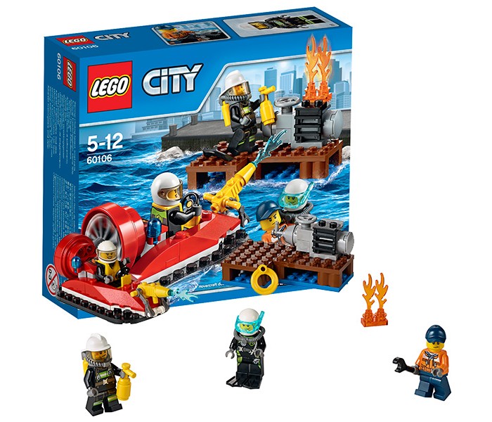 Конструктор Lego City 60106 Лего Город Набор для начинающих Пожарная охранаCity 60106 Лего Город Набор для начинающих Пожарная охрана Конструктор Lego City 60106 Лего Город Набор для начинающих Пожарная охранаCity 60106 Лего Город Набор для начинающих Пожарная охранаКонструктор Lego City 60106 Лего Город Набор для начинающих Пожарная охрана Во время починки двигателя, установленного на морском пирсе, произошло возгорание. На помощь механику отправилась бригада пожарных со спецоборудованием. Чтобы как можно скорее добраться до места, им пришлось воспользоваться катером на воздушной подушке. Его корпус выкрашен в ярко-красный цвет, заметный издалека. Центральную часть в конструкции занимает место водителя с рулевым управлением. За ним расположены сигнальные огни и мощный мотор, соединённый с большим вращающимся пропеллером. Спереди катера предусмотрено крепление для брандспойта, способного менять своё положение и подстраиваться под высоту пламени. Размер катера в собранном виде составляет 4х10х4 см. Также в наборе Лего 60106 Вы найдёте 4 минифигурки с аксессуарами: пожарный со шлемом, кислородным баллоном и огнетушителем; женщина-пожарный со шлемом, спасательным жилетом и спасательным кругом; водолаз с маской и ластами; и работник портового дока с гаечным ключом. Количество деталей: 90 шт.<br>