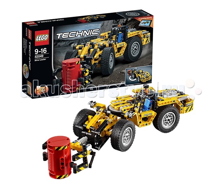Конструктор Lego Technic 42049 Лего Техник Карьерный погрузчикTechnic 42049 Лего Техник Карьерный погрузчик Конструктор Lego Technic 42049 Лего Техник Карьерный погрузчикTechnic 42049 Лего Техник Карьерный погрузчикКонструктор Lego Technic 42049 Лего Техник Карьерный погрузчик Погрузчик из набора Лего 42049 станет незаменимым помощником во время добычи полезных ископаемых в открытых карьерах. Его прочный кузов, выполненный в классическом жёлто-чёрном цвете, разделён на две части. Сзади располагается кабина водителя с голубым креслом и сигнальными огнями. Рядом с ней закреплён специальный рычаг, отвечающий за реалистичное рулевое управление. Вращая его, можно задействовать передние колёса и заставить погрузчик ловко маневрировать даже на неровном грунте. За кабиной виден вместительный моторный отсек. В нём установлен двухцилиндровый двигатель с активными поршнями и длинная выхлопная труба. Во время движения поршни ритмично поднимаются и опускаются, создавая эффект работающей трансмиссии, соединяющей мотор с ведущими колёсами. Передняя часть погрузчика напоминает собой мобильную систему, состоящую из скреплённых между собой балок. Их основой служат два огромных колеса с рифлёными шинами. На фронте виден крепкий захват, способный переносить тяжёлые грузы. Управлять его действиями можно при помощи двух механизмов. Следуя наклейкам-подсказкам необходимо отрегулировать угол наклона противовеса, а, следовательно, и высоту захвата. Затем, подъехав к грузу, начать вращение колёсика, установленного между кабиной и двигателем. Оно приведёт в движение боковые рамки захвата и поможет надёжно зафиксировать груз между ними. Размер карьерного погрузчика в собранном виде составляет 9х37х11 см. При желании его можно переделать в машину для работы в шахте (11х39х13 см). Количество деталей: 476 шт.<br>