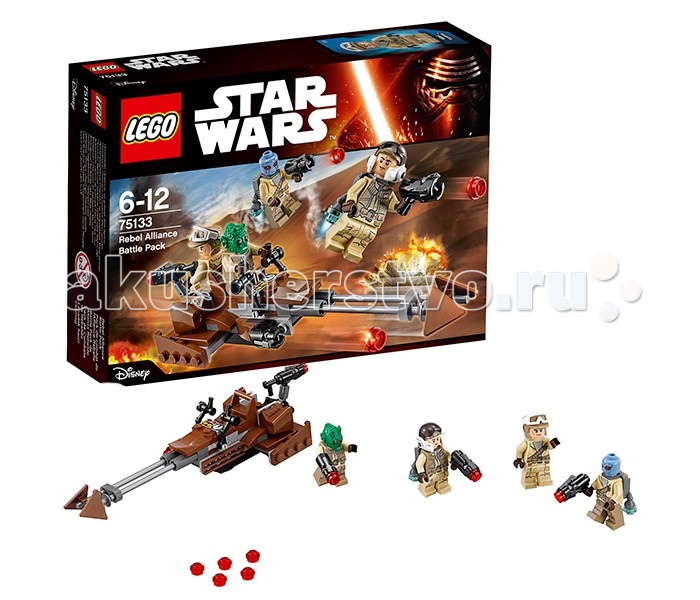 Конструктор Lego Star Wars 75133 Лего Звездные Войны Боевой набор ПовстанцевStar Wars 75133 Лего Звездные Войны Боевой набор Повстанцев Конструктор Lego Star Wars 75133 Лего Звездные Войны Боевой набор ПовстанцевStar Wars 75133 Лего Звездные Войны Боевой набор ПовстанцевКонструктор Lego Star Wars 75133 Лего Звездные Войны Боевой набор Повстанцев Альянс повстанцев смело бросается в бой против военных сил Галактической Империи. Для этого отважные герои используют не только свои бластеры, но и мощные реактивные ранцы, позволяющие взлетать в небо и вести огонь по вражеским позициям. Кроме того, отличной поддержкой пехоты служит скоростной спидер. Его корпус выполнен из коричнево-серых элементов, незаметных на фоне песчаных ландшафтов планеты. Спереди установлены две стабилизаторные штанги, оканчивающиеся подвижными треугольными лопастями. Повинуясь рычагам управления, они способны менять своё положение и выполнять функцию руля. Центральную часть конструкции занимает место пилота, оборудованное двумя контроллерами и приборной панелью. За креслом пилота, спина к спине, устроена платформа для стрелка. Его главной задачей является защита тыловой части спидера от имперских преследователей. В этом ему помогает мощная бластерная пушка с подвижной опорой. Также во время боя можно задействовать дополнительное навесное орудие, расположенное справа от пилота. В наборе Лего 75133 Вы найдёте детали для создания скоростного спидера повстанцев, а также 4 минифигурки с оружием, реактивными ранцами и бронёй. Размер спидера в собранном виде составляет 4х16х6 см. Количество деталей: 101 шт.<br>