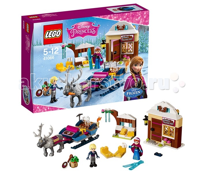 Конструктор Lego Disney Princesses 41066 Лего Принцессы Дисней Анна и Кристоф: прогулка на саняхDisney Princesses 41066 Лего Принцессы Дисней Анна и Кристоф: прогулка на санях Конструктор Lego Disney Princesses 41066 Лего Принцессы Дисней Анна и Кристоф: прогулка на саняхDisney Princesses 41066 Лего Принцессы Дисней Анна и Кристоф: прогулка на саняхКонструктор Lego Disney Princesses 41066 Лего Принцессы Дисней Анна и Кристоф: прогулка на санях Чтобы разыскать Эльзу и уговорить её вернуть лето в королевство Эренделл, Анна отправилась в опасное путешествие по заснеженным лесам. Устав и замёрзнув, она набрела на лавку торговца Окена, в которой остановилась на ночлег. Здесь же Анна познакомилась с добрым и сильным юношей по имени Кристоф. Используя быстрые сани, запряжённые оленем Свеном, он занимался заготовкой и продажей льда для жителей королевства. Узнав об истории побега и магических способностях Эльзы, Кристоф решил оставить свои дела и помочь Анне в поисках сестры. Из деталей набора Лего 41066 Вы сможете построить торговую лавку бродяги Окена с яркой вывеской, бежево-коричневыми стенами, открывающейся деревянной дверью и решетчатым окошком. В ней продаются лыжи, горячий шоколад и флакончики с духами. Рядом с лавкой располагается сарай с сеновалом. Он идеально подходит для ночлега не только оленя Свена, но и путешествующих героев. Размер лавки в собранном виде составляет 10х10х5 см, размер саней – 7х17х6 см. В наборе присутствует фигурка оленя Свена, 2 минифигурки: Анна и Кристоф, а также множество аксессуаров для реалистичной игры: ящик, 2 мешка, 3 морковки, сено, 2 кружки, 3 вида баночек, факел, фонарь, ледоруб, кассовый аппарат, лыжи, денежные банкноты, банджо и ледяные блоки. Количество деталей: 174 шт.<br>