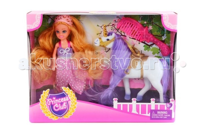 Shantou Gepai Набор кукла Princess Club с лошадкой 12 смНабор кукла Princess Club с лошадкой 12 см Shantou Gepai Набор кукла Princess Club с лошадкой 12 смНабор кукла Princess Club с лошадкой 12 смНа кукле Princess Club нарядное сиреневое платье. Лиф украшен жемчугом, на голове - розовая корона. В наборе - расческа, ею можно расчесывать длинные роскошные волосы куклы. Принцессу сопровождает единорог с длинной фиолетовой гривой. Высота куклы - 12 см. Комплектность: кукла единорог расческа<br>