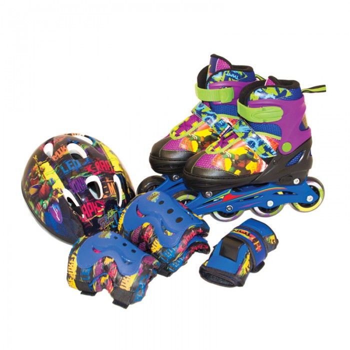 Роликовые коньки Gulliver Sport Набор роликовые коньки + защита TMNT (размер 30-33)Sport Набор роликовые коньки + защита TMNT (размер 30-33) Роликовые коньки Gulliver Sport Набор роликовые коньки + защита TMNT (размер 30-33)Sport Набор роликовые коньки + защита TMNT (размер 30-33)Роликовые коньки TMNT Набор: роликовые коньки, защита, шлем для настоящей радости движения! Больше ни одного дня без новых достижений и возможности доказать себе, что теперь ты так умеешь! Оказывает положительное влияние на здоровье: укрепляет мышцы, способствует формированию правильной осанки. Развивает: умение держать равновесие на роликах умение сконцентрироваться скорость действий, реакцию смелость, решительность способность ставить перед собой спортивно-игровую цель и достигать её способствует активному досугу, общению с друзьями Характеристики: Ботинок: мягкий (soft boot) Размеры: 30-33 (регулируемые) Колеса: полиуретан, 76 мм, жесткость 82А Рама: композит Подшипник: ABEC3 Защита: Наколенники, налокотники, защита запястья: вентиляция, пластиковая защита, ударопоглощающий материал Шлем: регулировка длины ремешков, вентиляция<br>