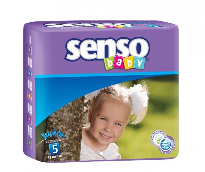 Senso Baby Подгузники юниор (7-18 кг) 32 шт.Подгузники юниор (7-18 кг) 32 шт. Senso Baby Подгузники юниор (7-18 кг) 32 шт.Подгузники юниор (7-18 кг) 32 шт.Подгузники юниор (7-18 кг) 32 шт. Senso Baby - это самые современные технологии, экологичное сырьё и непрерывный контроль качества для комфорта вашего малыша! Подгузники гарантируют сухость на длительное время, безопасность для самой чувствительной кожи детей и непревзойдённое спокойствие во время сна и прогулок. Особенности: надёжные и мягкие боковые барьерчики предохраняют от бокового протекания в любой ситуации многоразовые липучки гарантируют надёжную и комфортную фиксацию подгузников анатомическая форма подгузника обеспечивает идеальную посадку на теле малыша, как во время сна, так и во время активных игр дышащий наружный слой с мельчайшими микропорами, изготовленный из нетканого материала, предотвращает появление раздражения и опрелостей на чувствительной детской коже нежные и эластичные резиночки не сдавливают ножки малыша и не оставляют следов инновационная 3D-система впитывания состоит из нескольких слоёв и содержит улучшенный абсорбирующий материал (sap) и натуральную природную целлюлозу, обеспечивающие сверхвысокую впитываемость внутренняя поверхность подгузника мягкая и приятная на ощупь нанесённый крем-бальзам дополнительно ухаживает за нежной кожей ребёнка, а его состав абсолютно безвреден для кожи, ведь он прошёл системный контроль качества эластичные боковые ушки обеспечивают идеальное прилегание к телу малыша; ADL-технология равномерно распределяет влагу по всей поверхности впитывающего слоя, не допуская комкования.<br>