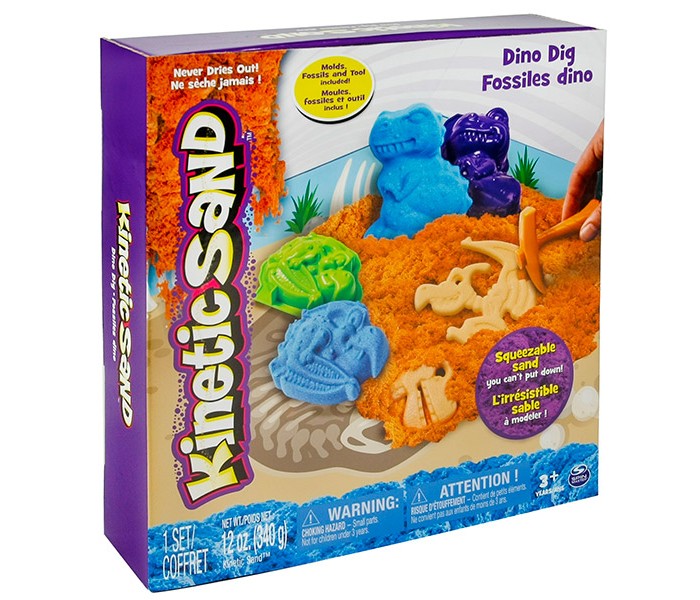 Kinetic Sand Песок для лепки c формочками 340 гПесок для лепки c формочками 340 г Kinetic Sand Песок для лепки c формочками 340 гПесок для лепки c формочками 340 гПесок для лепки Kinetic sand представляет из себя миниатюрную игровую площадку с формующейся массой двух цветов и фигурными формочками для лепки песка. В ассортименте два игровых набора – щенки и динозавры. Упаковка наборов раскрашена соответственно тематике и является фоном для создания песчаных скульптур. Кинетический песок – это новый, очень необычный и очень интересный материал для творчества детей, развития их фантазии и воображения, а также совершенствования мелкой моторики. В отличии от обычного песка, этот материал совершенно безопасен для малышей, в нем не развиваются бактерии. Кроме того, этот песок не пачкает поверхности, не высыхает и долго сохраняет свои свойства благодаря специальным экологически чистым добавкам.<br>