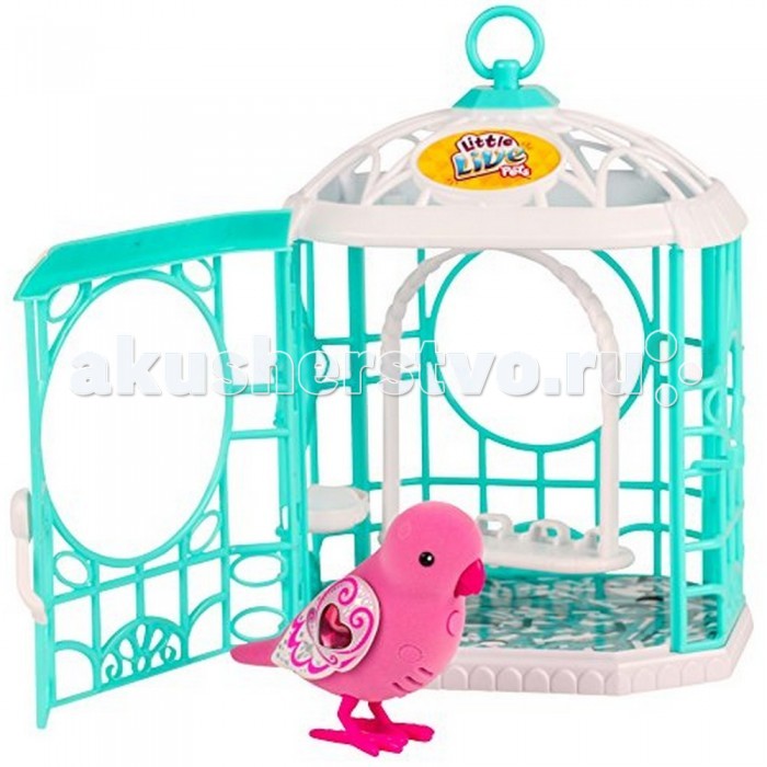Интерактивная игрушка Little live Pets Птичка в клеткеПтичка в клетке Интерактивная игрушка Little live Pets Птичка в клеткеПтичка в клеткеИнтерактивная игрушка Новые друзья для детей — птички пятой серии Little Live Pets. На этот раз в комплекте с красивым домиком - ажурной клеткой. На брюшке птички находится переключатель включения-выключения. На спинке сенсорный датчик. Если птичку погладить по голове, она споет для вас. В ее репертуаре 30 мелодий. В одиночестве она щебечет и тихо поет, чтобы на нее обратили внимание. Через полчаса в одиночестве птичка засыпает, чтобы разбудить ее, нужно нажать на кнопку на ее груди. Если эту кнопку удерживать, птичка повторит за вами произнесенную фразу. У птички двигаются лапки, и она взмахивает своими крылышками. Это очень хороший подарок для тех, кто по каким-то причинам не может завезти в доме настоящую птичку. Игрушка сделана из высококачественного пластика, обтянутого флоком, очень приятным на ощупь. Ребенок с радостью будет брать с собой на прогулку своего питомца, ведь он помещается в маленькой ладони малыша. Птичка окрашена в яркие насыщенные цвета. В наборе даны только тестовые батарейки, поэтому для работы необходимы 2 батарейки типа ААА (LR03). Рекомендовано для детей от 5 лет.<br>