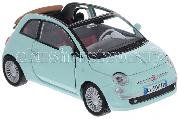 MotorMax Машинка коллекционная 1:24 Fiat Nuova 500 CabrioМашинка коллекционная 1:24 Fiat Nuova 500 Cabrio MotorMax Машинка коллекционная 1:24 Fiat Nuova 500 CabrioМашинка коллекционная 1:24 Fiat Nuova 500 CabrioMotorMax Машинка коллекционная 1:24 Fiat Nuova 500 Cabrio - представлена в масштабе 1:24 и максимально соответствует настоящему автомобилю как внешне, так и внутренне: у игрушки открывающиеся двери, капот и багажник, а передние колеса поворачиваются вбок. Шины легко катаются по плоской поверхности и сделаны из натуральной резины. Интерьер внутри салона воссоздан со 100% точностью. Сделанная из литого металла по технологии Die-Cast, маленькая копия автомобиля Fiat Nuova 500 Cabrio понравится как ребенку, так и взрослому коллекционеру. Motormax — бренд из Гонконга, который известен пристальным вниманием к деталям, поэтому играть с маленьким экземпляром суперкара — невероятное удовольствие. Игрушечная машина выглядит стильно, реалистично и будоражит кровь! Игра с машинкой развивает мелкую моторику и воображение, приносит настоящее удовольствие. Пожалуй, это лучший выбор для юного водителя.<br>