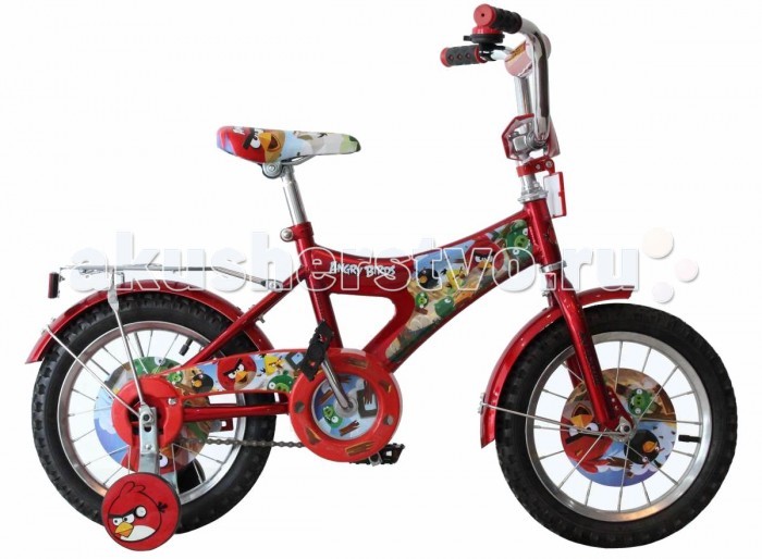 Велосипед двухколесный Navigator Angry Birds 14 AB-1Angry Birds 14 AB-1 Велосипед двухколесный Navigator Angry Birds 14 AB-1Angry Birds 14 AB-1Велосипед Navigator Angry Birds AB-1 - это хорошо собранный и надёжный велосипед для ребёнка. Особенности: Тип: детский Материал рамы: сталь Амортизация: отсутствует Конструкция вилки: жесткая Конструкция рулевой колонки: неинтегрированная, резьбовая Диаметр колес: 14 дюймов Материал обода: алюминиевый сплав Двойной обод: нет Материал бортировочного шнура: металл Возможность крепления боковых колес: есть Боковые колеса в комплекте: есть Тип переднего тормоза: отсутствует Тип заднего тормоза: ножной Уровень заднего тормоза: начальный Количество скоростей: 1 Уровень каретки: начальный Конструкция каретки: неинтегрированная Тип посадочной части вала каретки: квадрат Количество звезд в кассете: 1 Количество звезд системы: 1 Конструкция педалей: платформы Конструкция руля: изогнутый Настройка положения руля: регулируемый подъем Комплектация: багажник, крылья Материал рамки седла: сталь Комфорт: защита цепи<br>