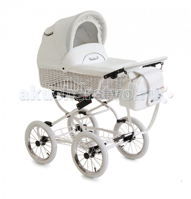 Коляска Reindeer Prestige Wiklina 2 в 1 (люлька+автокресло)Prestige Wiklina 2 в 1 (люлька+автокресло) Коляска Reindeer Prestige Wiklina 2 в 1 (люлька+автокресло)Prestige Wiklina 2 в 1 (люлька+автокресло)Серия Reindeer Prestige Wiklina - новые изысканные модели колясок от Reindeer. Стильная, красивая, новая модель с плетеной люлькой. Сшита полностью из белой буклированной эко-кожи со стеганым рисунком и с отделкой дорогой сияющей тканью. Рама новой конструкции с плавными изгибами и белой кожаной ручкой. Модель Wiklina разработана в Германии специально для России. Люлька: «Дышащая» буклированная эко-кожа со стеганым рисунком Отделка из дорогой сияющей ткани Натуральные внутренние ткани. Вкладыш и матрасик из хлопка Большой размер люльки (Д80 х Ш38 х Г25). Удобное, глубокое лежачее место Внутренние чехлы люльки утеплены специально для нашей зимы. Толщина бортика 1.5 см! Подъемный подголовник, регулируемый в 4-х положениях В капюшоне есть окошко с москитной сеточкой для проветривания Донышко сделано из натурального дерева Есть функция колыбели с фиксаторами Устанавливается на раму в двух положениях: «лицом к маме» и «лицом от мамы» Автокресло: Предназначено для детей от 0 до 10 кг Трех-точечные ремни безопасности с мягкими накладками Съемный матрасик и капюшон Обшивка легко снимается, чтобы постирать Имеет несколько уровней прорезей для ремней безопасности Удобно использовать как переноску Есть функция колыбели Легко устанавливается на раму Очень легкий вес – всего 3 кг! Рама и колеса: Рама белого цвета, обновленной конструкции с красивыми плавными изгибами Ручка из белой эко-кожи. Не перегревается на солнце и не затвердевает на морозе (морозостойкая), она всегда приятная и теплая на ощупь Ручка регулируется по высоте Рама легко складывается книжкой, помещается в любую машину Мягкая амортизация обеспечивает плавное и легкое движение коляски даже в труднопроходимых местах Рессоры из нового прочного материала «металло-пластика» не скрипят, не требуют смазки Очень надежная конструкция, предусмотрены все меры безопасности Ширина рамы с колесами – 59 см. Проезжает в самый маленький лифт Корзина для покупок металлическая. Выдерживает вес до 10 кг. В комплекте: Сумка на молнии с дополнительными кармашками. Закрепляется на раме. Имеет жесткое съемное дно и удобные крепления для бутылочек Москитная сетка Дождевик Шасси с люлькой: 14 кг Шасси с автокреслом: 10 кг Люлька: 7 кг Шасси с колесами: 7 кг<br>