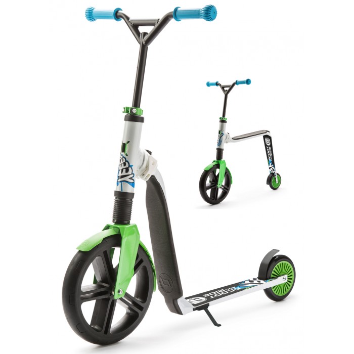 Самокат Scoot&Ride Highway Gangster беговел 2 в 1Highway Gangster беговел 2 в 1 Самокат Scoot&Ride Highway Gangster беговел 2 в 1Highway Gangster беговел 2 в 1Scoot&Ride Highway Gangster – это самый большой трансформер в линейке Scoot&Ride. Он рассчитан на детей постарше - от 5 лет и более. Кататься на нем будет удобно и подросткам, поскольку он выдерживает максимальный вес до 80 кг. Думаете, что Ваш ребенок уже вырос из всех беговелов? Как бы ни так! На Хайвэй Гангстер ребенок сможет наслаждаться катанием без педалей до 10 и более лет! Трансформация с помощью кнопки-рычажка из беговела в самокат и обратно. Накатавшись на самокате детишкам захочется присесть и передохнуть. Имея этот беговел не нужно искать для этого лавку. Достаточно просто перевести трансформер в режим беговела и присесть в любом месте. Можно также скатится с небольшой горки или поиграть с друзьями в догонялки. Высота руля регулируется в диапазоне 75-87 сантиметров. Руль усиленный, рассчитанный на трюки (BMX) и быстрое катание. Высота сиденья от земли - 50 см. Большое, необычное колесо из ПВХ, задний тормоз и даже подножка! У данного самоката беговела 2 в 1 есть все необходимое для развлечения Вашего малыша. Особенности: Революционная разработка из Германии Великолепное решение 2 в 1 Отличное развлечение для подростков и детей постарше Трансформируется всего за 2 секунды Надежная конструкция Мягкое сиденье с подкладкой из кож.зама Большое и мощное переднее колесо из ПВХ Усиленный руль, регулируемый по высоте (стояние, сидение) Задний тормоз Складная подножка Вес трансформера - 5 кг.<br>