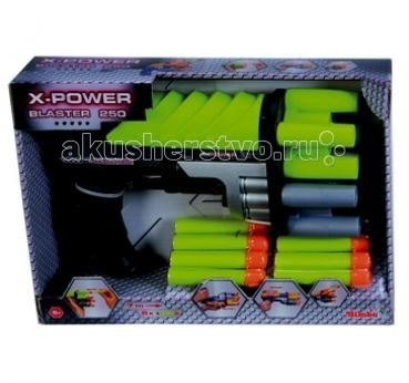 Simba X-Power Бластер 250X-Power Бластер 250 Simba X-Power Бластер 250X-Power Бластер 250Оружие Simba Бластер X-Power — оружие, с которым малыш почувствует себя настоящим стрелком. Такая игрушка обязательно понравится Вашему малышу, ведь бластер выполнен в форме револьвера, а для того, чтобы произвести выстрел, необходимо оттянуть затвор, который находится на верхней части бластера. Детский игрушечный бластер полностью безопасен для Вашего малыша. Дальность выстрела – до семи метров. В набор входит: бластер и восемь пенных дротиков. Размер: 25 см<br>