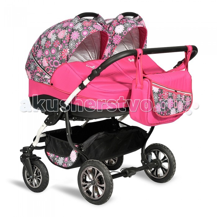 Indigo Коляска для двойни Duo Color 2 в 1Коляска для двойни Duo Color 2 в 1 Indigo Коляска для двойни Duo Color 2 в 1Коляска для двойни Duo Color 2 в 1Slaro Indigo Duo Color - практичная и красивая модель для двойни. Коляска оснащена поворачивающимися колесами и двумя независимыми люльками, для большего удобства. Продуманная функциональная конструкция делает ее комфортной и удобной для малышей и родителя. Рама: Широкая рама на поворотных колесах, с возможностью установки на нее двух люлек или двух прогулочных модулей Надувные колеса снижают уровень вибрации, что обеспечит малышу комфорт во время движения по неровной дороге Для повышения уровня комфорта коляска оборудована двухступенчатым регулируемым амортизатором, который поглощает колебания независимо от нагрузки и скорости движения Центральный тормоз при необходимости можно нажать одной ногой, а процесс торможения всегда будет быстрым и надежным Установка элементов коляски (люльки, прогулочного модуля) возможна в обе стороны движения. Люлька: люлька устанавливается как лицом к маме, так и наоборот люлька оснащена теплым матрасом, внутренняя обивка люльки состоит из 100% хлопка люлька с удобной ручкой для удобного съёма, установки и переноса люльки благодаря ручке на капюшоне, люльку возможно использовать как переносную колыбельку большой капюшон с козырьком и вентиляционным окошком утепленный чехол на люльку с высоким бортом, который защитит малыша в плохую погоду от ветра в комплекте вместительная сумка и пеленальный матрасик, который всегда пригодится маме Прогулочный блок: в комплекте теплый чехол на прогулочный блок, который полностью защитит вашего малыша от любой непогоды спинка прогулочного блока регулируется в 4-х положениях, включая горизонтальное надёжная подножка обшита эко кожей(легко содержать в чистоте), регулируется в 4-х положениях для удобства вашего малыша у коляски 5-ти точечные ремни безопасности с мягкими плечевыми накладками, с 5-ю позициями фиксирования ремней в прогулочном блоке и надёжный фиксатор ремней прогулочный блок можно устанавливать в обоих направлениях, как лицом к дороге так и лицом к маме, что-бы было удобно наблюдать за малышом большой капюшон с козырьком оснащен вентиляционным окошком, прикрытым антимоскитной сеткой капюшон съёмный, легко снимается и одевается на прогулочный блок В комплект входит: 2 люльки 2 прогулочных блока Большая сумка для мамы 2 чехла на ножки Корзина для покупок Москитная сетка Матрас<br>