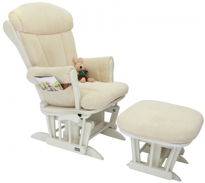 Кресло для мамы Tutti Bambini Rose GC75Rose GC75 Кресло для мамы Tutti Bambini Rose GC75Rose GC75Кресло-качалка для мамы Tutti Bambini Deluxe GC75 и стульчик для ног покрыты толстой мягкой обивкой, в которую тело погружается, как в теплую ванну. Специальный механизм позволяет креслу и стульчику плавно покачиваться в такт. Мягкие и бесшумные движения снимают напряжение трудного дня, помогают маме убаюкать малыша. Подлокотники не слишком высокие, не слишком низкие: удобная опора для рук во время кормления. Тихо покачивается кресло, малыш уже поел и уснул счастливым сном младенца, но маме не трудно держать его в объятьях, ведь кресло снимает большую часть нагрузки со спины и рук, позволяя ей восстановить силы. Кресло Tutti Bambini позволит мамам посвятить все внимание малышу, отдохнуть и расслабиться, как на курорте. Особенности: · Комфортное кресло для кормящей мамы · Cпинка откидывается · Толстая, мягкая обивка · Прекрасная поддержка спины · Стульчик, как и кресло, снабжен маятниковым механизмом · Особый механизм позволяет креслу и стульчику покачиваться в такт · Отделка красным деревом · Эффект синхронного покачивания кресла и стульчика · Удобный стопор: можно легко зафиксировать кресло не вставая · Максимальная нагрузка 100 кг · Гарантия 12 месяцев Древесина: береза Ткань обивки: крупный вельвет РАЗМЕРЫ: Размеры кресла (д х ш х в): 77 х 65 х 101 cм Размеры стульчика (д х ш х в): 49 х 47 х 34 cм<br>