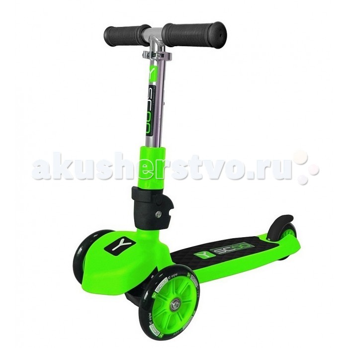 Самокат Y-Scoo RT TRIO 120RT TRIO 120 Самокат Y-Scoo RT TRIO 120RT TRIO 120Единственные складные трехколесные самокаты (2 колеса впереди, 1 колесо сзади) для детей от 3 лет. Уникальная система складывания, имеющая патент. Очень простая и надежная система складывания самоката путем перемещения ручки из вертикального паза в горизонтальный. Вам необходимо легким нажатием вытянуть ручку из вертикального паза, сложить и зафиксировать в горизонтальном пазе. Легко и просто для переноски и хранения. Отличительная особенность от аналогов - ручка меняется по высоте. Очень устойчив и идеально подходит для детей от 2 до 5 лет. На нем научится кататься любой малыш. Очень красивый дизайн и идеальное качество. Особенность этого самоката - легкая система складывания с двойной фиксацией. С этой системой справится любой малыш. Алюминиевая ручка-телескопик меняется по высоте от 50 до 66,5 см. Надежный эксцентрик фиксирует ручку на выбранной высоте. Рельефные ручки из мягкой цветной резины. Ширина руля - 26 см. Эргономика - 10 баллов. Передние колеса - 120х24 мм. Заднее колесо - 100х24 мм. Материал - высокопрочный литой полиуретан (PU). Жесткость 82A. Высокоточные подшипники ABEC 5. По всему диаметру колеса - нестираемый принтовый рисунок. Легкая пластиковая платформа из термопластичного полипропилена, армированная стекловолокном для прочности. Благодаря качеству поверхности яркая наклейка обладает антискользящим эффектом. Размер платформы: 29,5 х 11,5 см. Максимальная нагрузка 50 кг.<br>