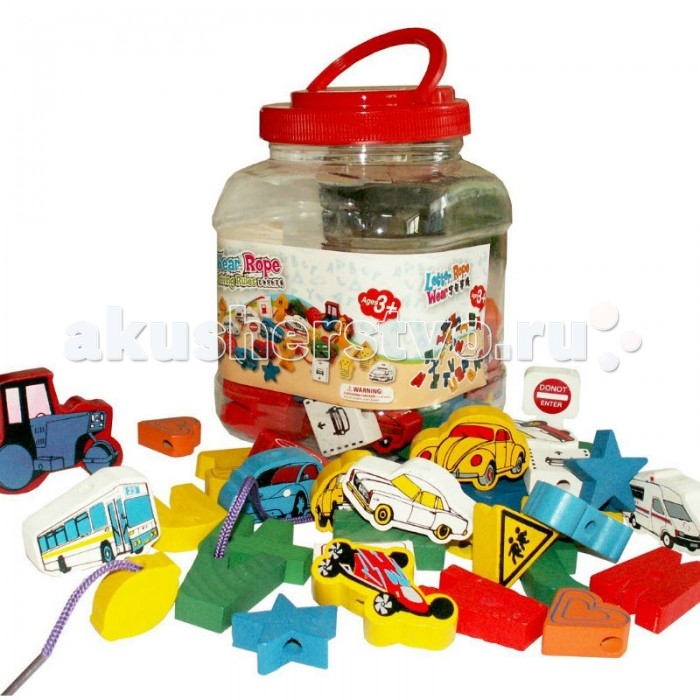 

Деревянная игрушка QiQu Wooden Toy Factory Шнуровка Машинки