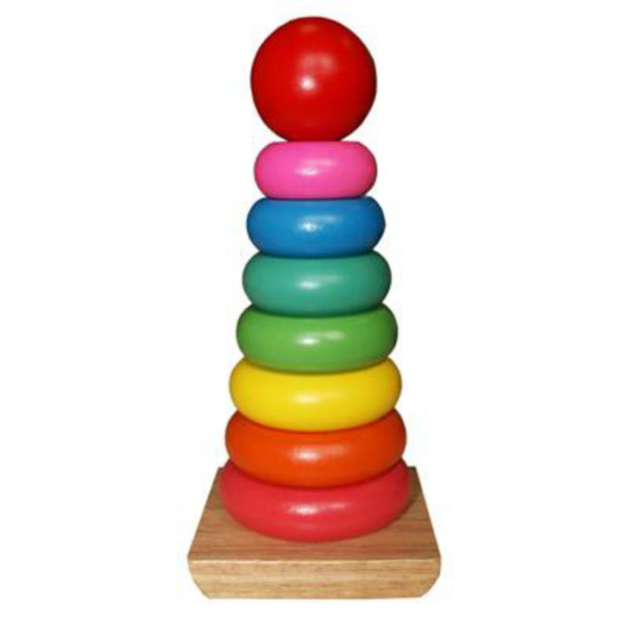 

Деревянная игрушка QiQu Wooden Toy Factory Пирамидка Яркие краски