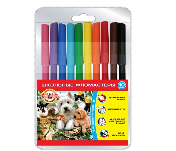 

Фломастеры Koh-i-Noor Набор Домашние животные 10 цветов