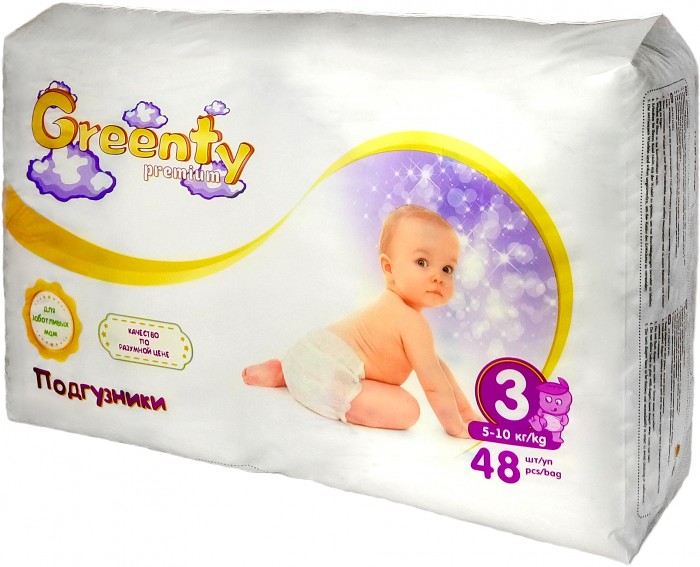 

Greenty Подгузники 3 (5-10 кг) 48 шт.