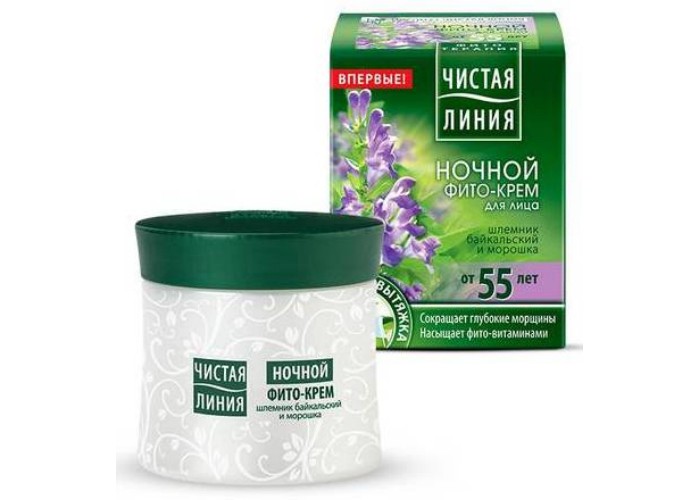 

Чистая линия Фито-крем для лица ночной  Шлемник и морошка от 55 лет 45 мл