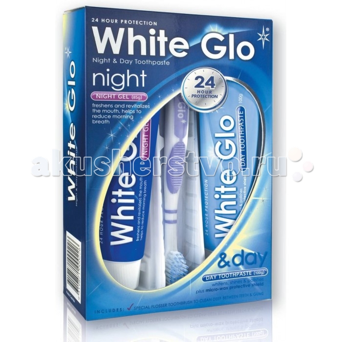 

White Glo Зубная паста дневная 100 г и ночной гель 85 г + зубная щетка 000226