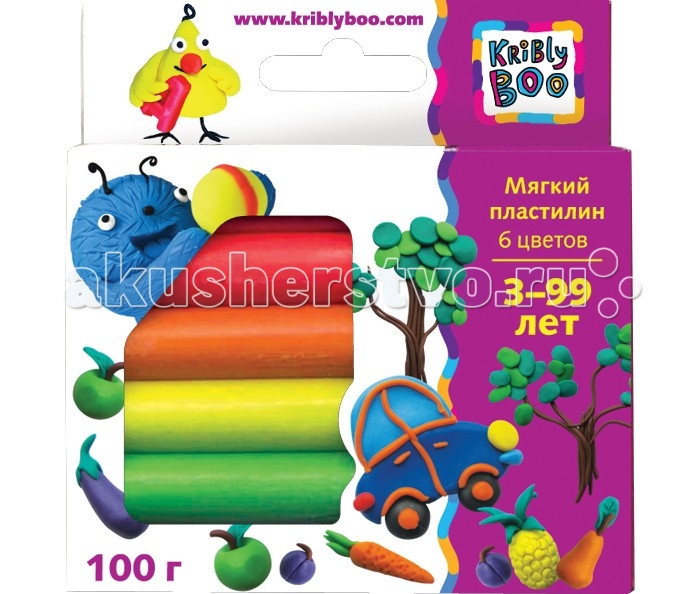 

Kribly Boo Мягкий пластилин 100 гр 6 шт.