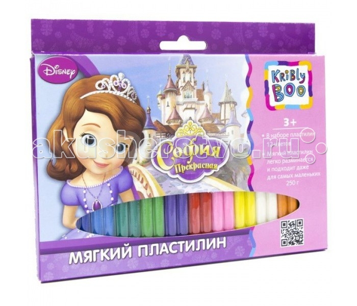 

Kribly Boo Мягкий пластилин София 12 цветов 250 гр 24 шт.