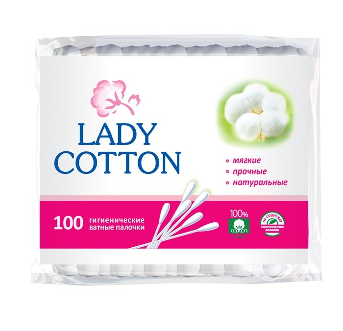 

Lady Cotton Косметические ватные палочки пакет 100 шт.