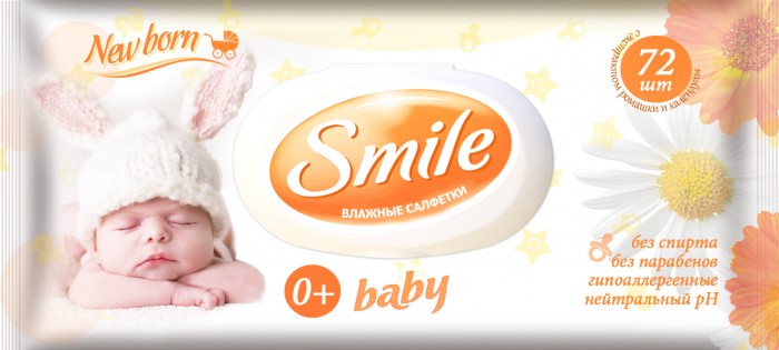 

Smile Салфетки влажные Ромашка и календула New Born 72 шт.