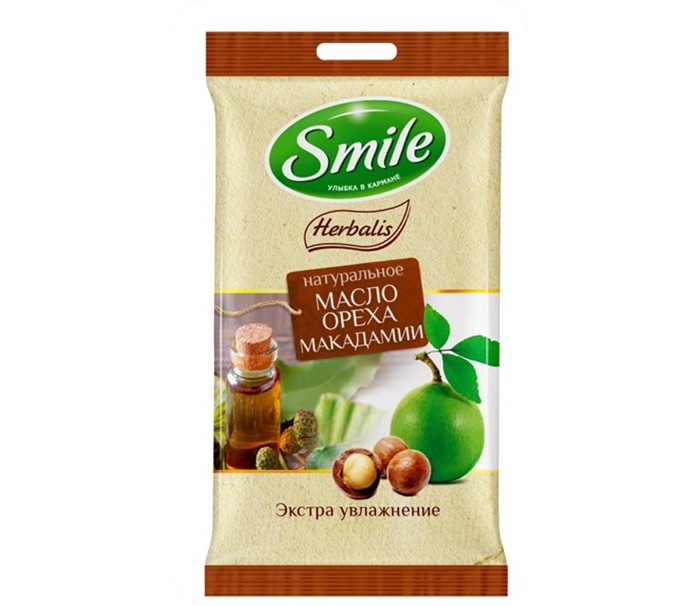 

Smile Салфетки влажные Herbalis с маслом макадами 10 шт.