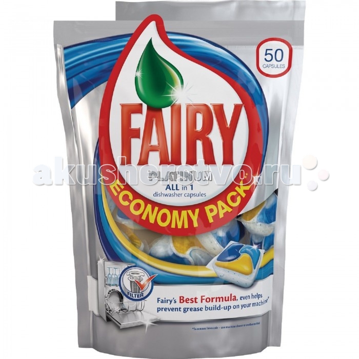 

Fairy P&G Капсулы для посудомоечных машин Fairy Platinum All in One Лимон 50 шт.