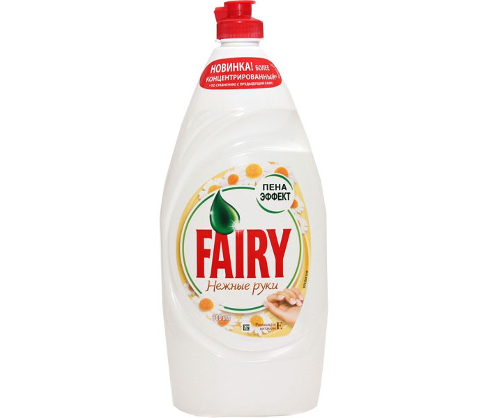 

Fairy P&G Средство для мытья посуды Нежные руки Ромашка и витамин Е 900 мл