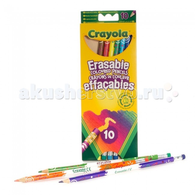 

Crayola Набор из 10 цветных карандашей с корректорами