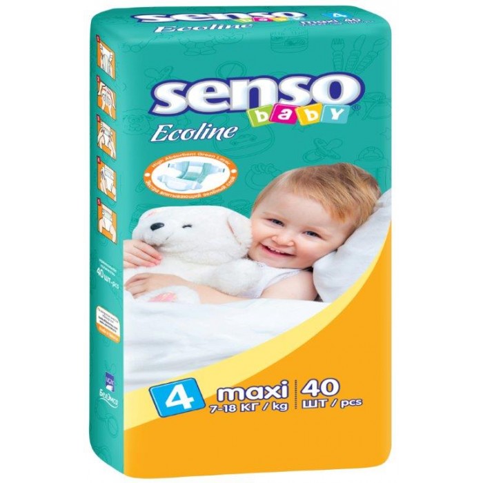 

Senso Baby Подгузники Ecoline макси (7-18 кг) 40 шт.