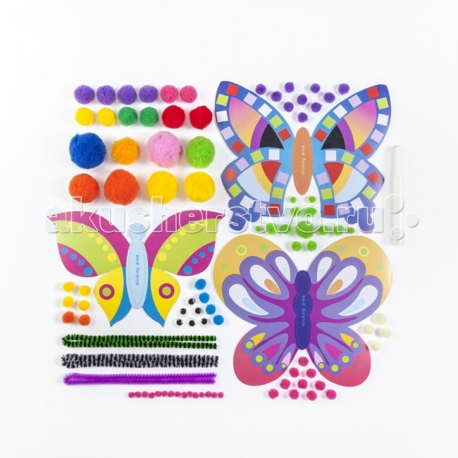 Развивашки Шьем игрушку из помпончиков Радужные бабочки - Развивашки Шьем игрушку из помпончиков Радужные бабочки